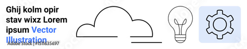 Cloud, light bulb, and gear icon represent innovation, technology, creativity, automation, brainstorming, problem-solving. Ideal for tech IT services solutions education tutorials designs