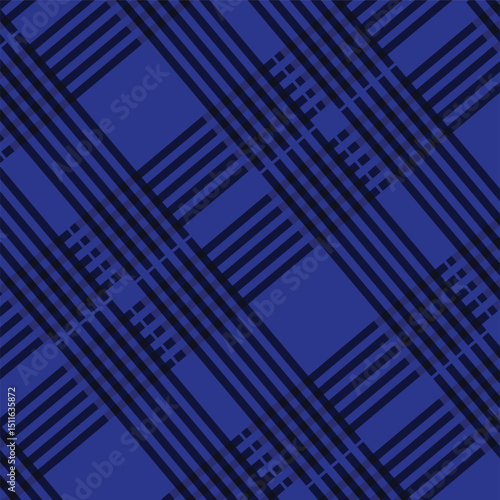 A blue seamless plaid pattern in a clean, monochromatic style, perfect for modern textile design, digital backgrounds, and graphic elements.