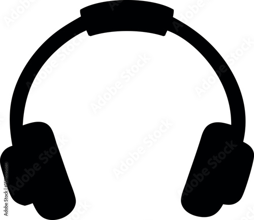 High-Quality Over-Ear Headphones Icon – Audio Equipment, Music Listening, Sound Device, Stereo Headset, Wireless, Bluetooth, Noise-Cancelling, Black Silhouette Vector for Digital and Graphic Design