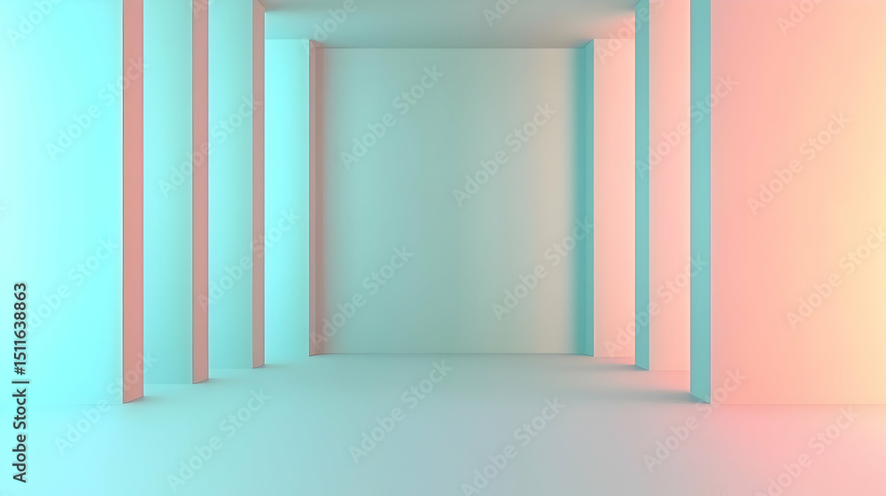 Fototapeta premium Abstract Pastel Neon Studio Interior