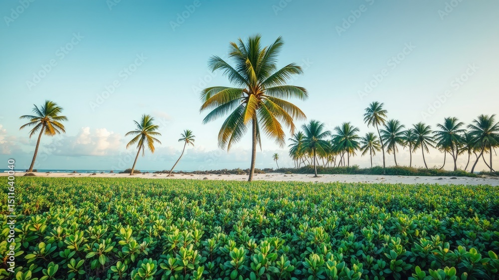 Naklejka premium Bahia Beach: Mangrove Canopy and Palms