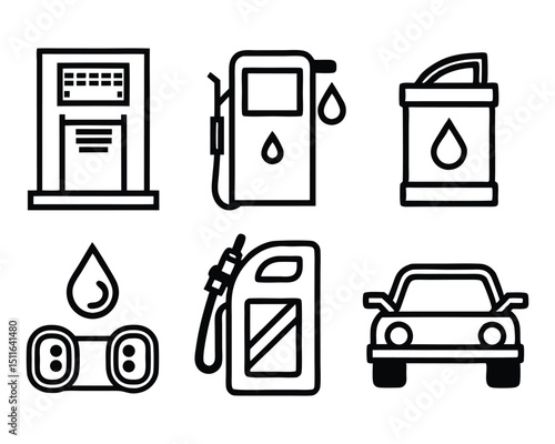 gas station icon set