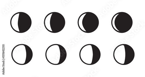Lunar Phases Vector Illustration