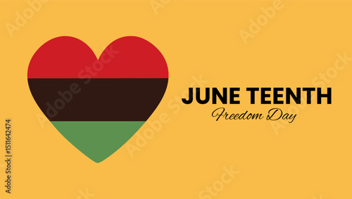 Juneteenth heart with Pan-African colors symbolizing Black freedom, pride, and emancipation. Perfect for June 19th celebrations, awareness, and cultural design projects