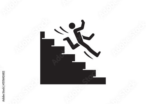 Falling Down Stairs Silhouette Vector