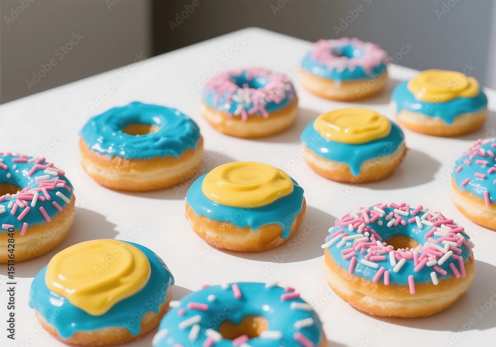 Delicious donuts with topping arrangement Delicious donuts with topping arrangement