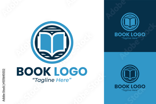 Professional and Creative Book Logo Designs for Branding and Businesses in Blue and White