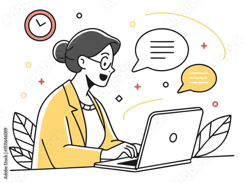 Dedicated Customer Support Agent Communicating with Clients via Computer Online