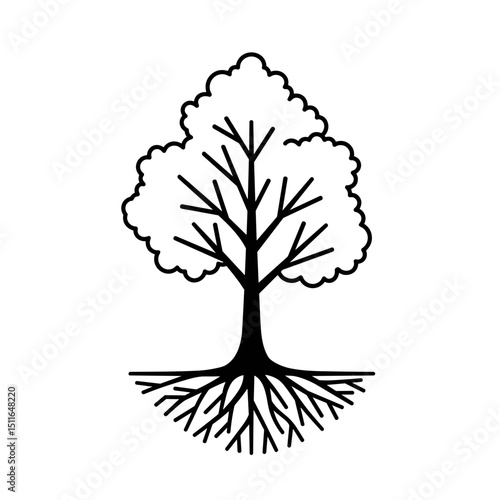 Abstract tree illustration with roots representing eco lifestyle  