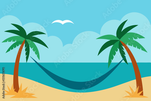 tropical beach with palm trees