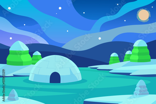 cartoon frozen tundra with icy boulders  northern .svg