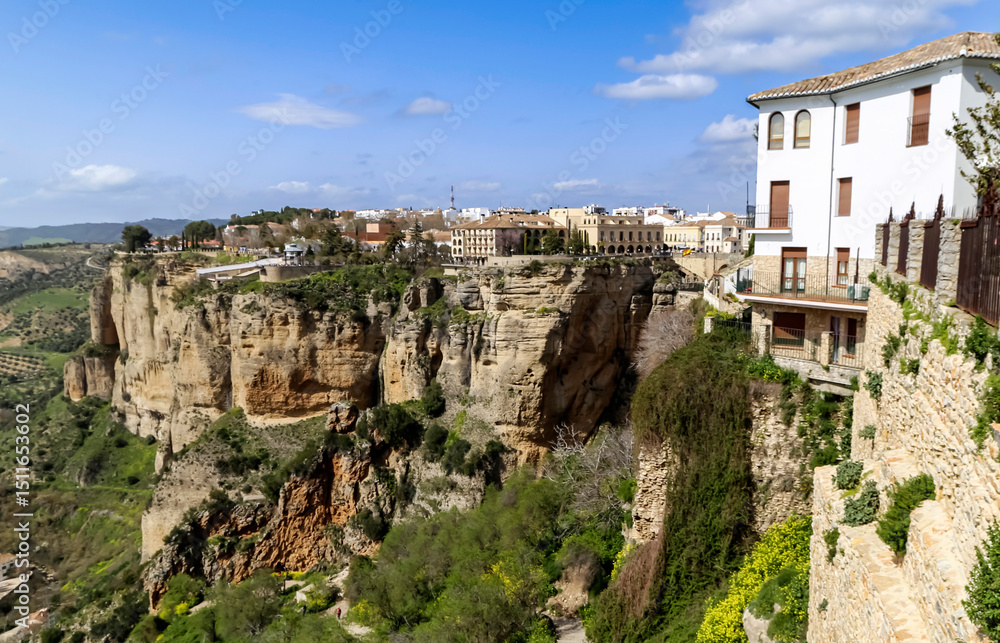 Fototapeta premium 18th Century Puente Nuevo Bridge and Gorge in Ronda, Andalusia, Spain