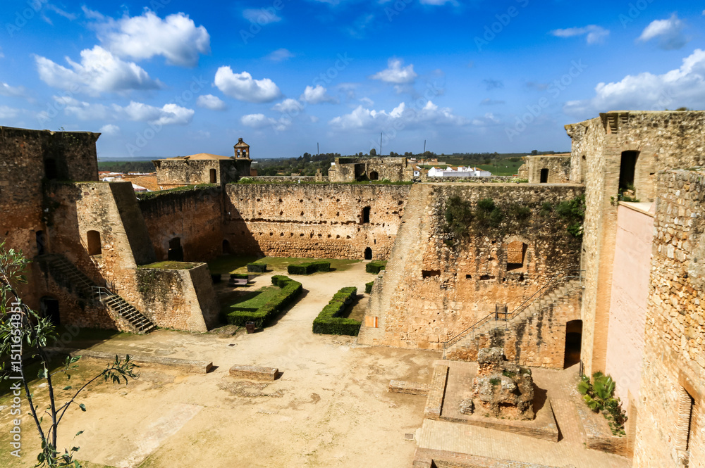 Fototapeta premium 12th Century Niebla Castle Courtyard, Andalusia, Spain