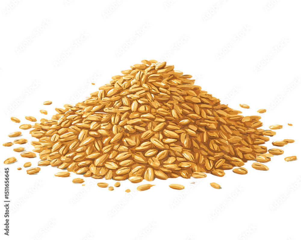 Obraz premium Light Golden Oats Grains Pile Isolated on Transparent Background, PNG