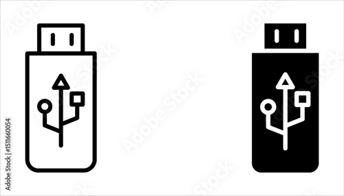 Usb flash drive vector icon set. Usb disk simbol on white background
