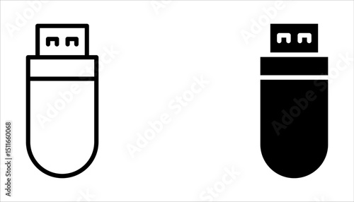 Usb flash drive vector icon set. Usb disk simbol on white background