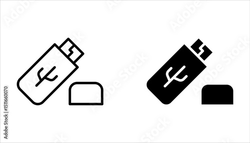 Usb flash drive vector icon set. Usb disk simbol on white background
