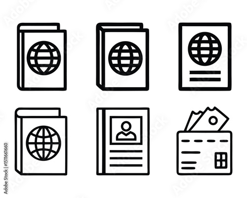 passport icon set