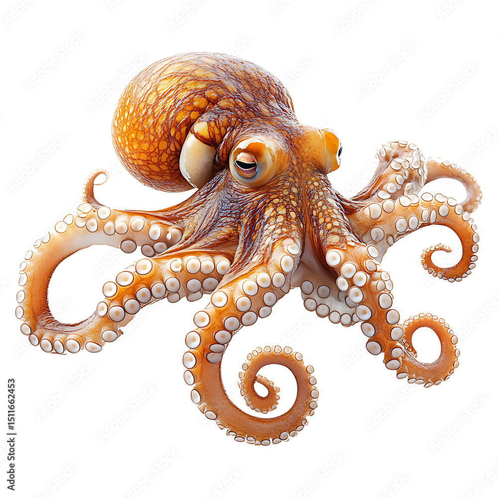 Obraz premium Realistic octopus isolated on transparent background