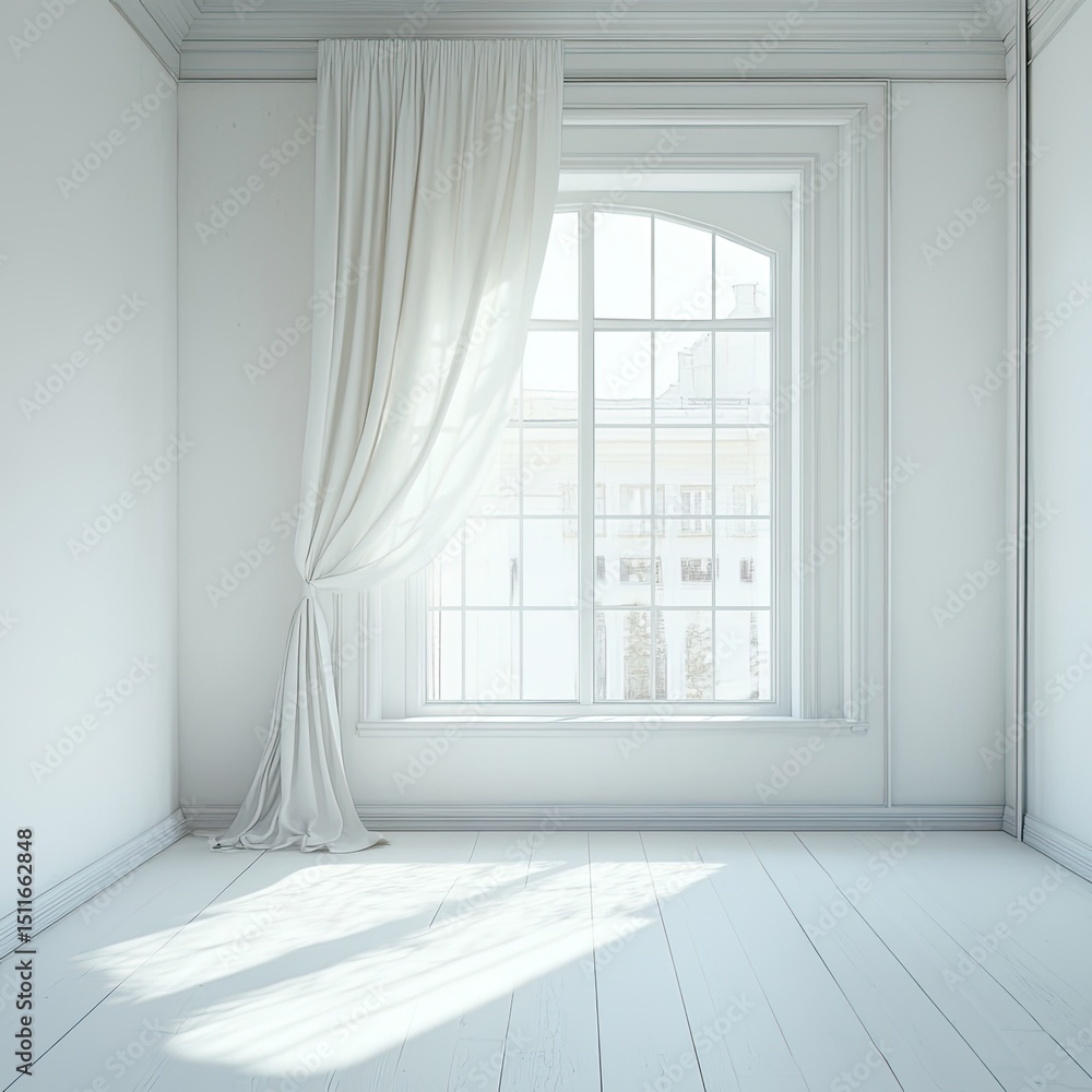 Fototapeta premium Empty white room with large window