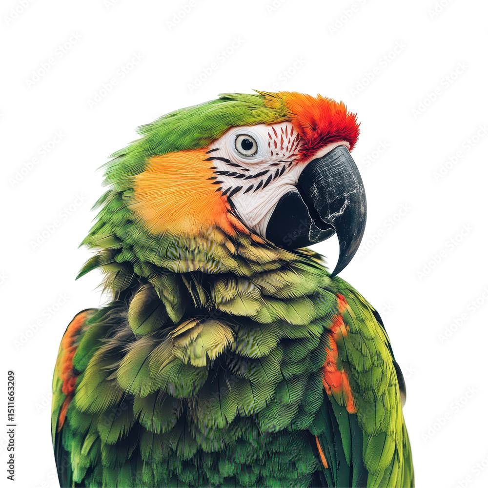 Fototapeta premium Colorful parrot showing off vibrant feathers in close-up against a plain background
