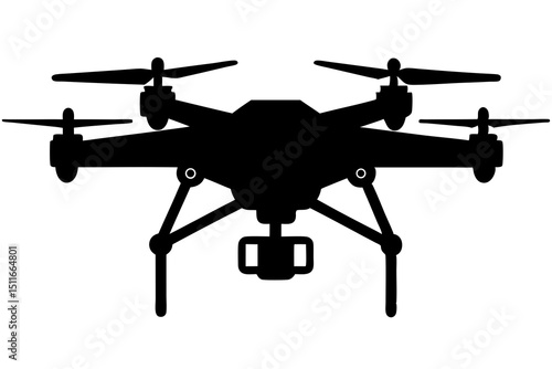 Minimalist Black and White Drone Vector – Quadcopter Abstract Aerial Photography Graphic Design