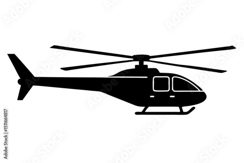 Photorealistic Helicopter Silhouette – High-Quality Digital Illustration with Intricate Details and Sleek Modern Design