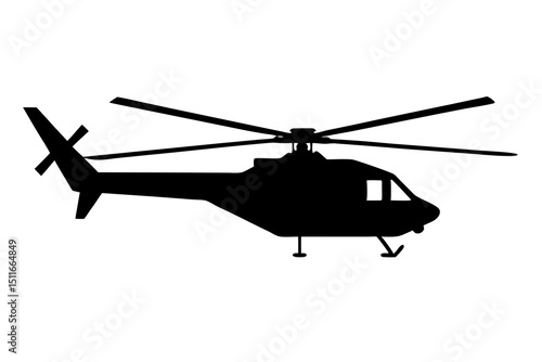 Photorealistic Helicopter Silhouette – High-Quality Digital Illustration with Intricate Details and Sleek Modern Design