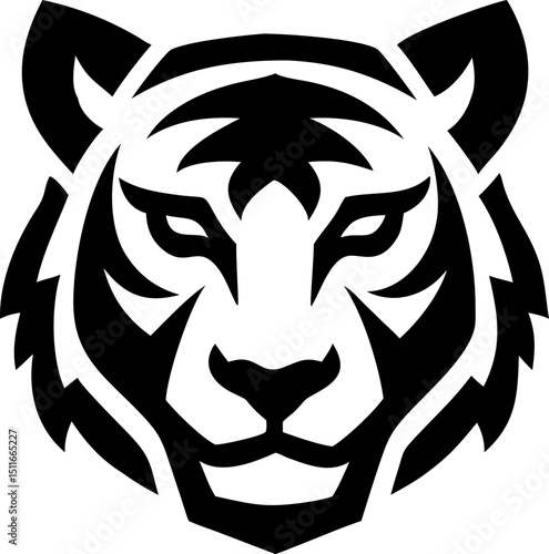 Tiger head logo vector, fierce jungle cat in bold vector icon .