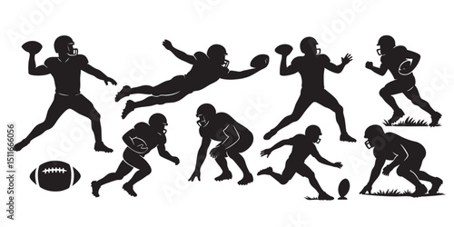 football player silhouette set vector illustration