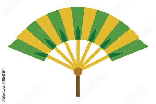 Hand fans made from palm leaves and bamboo in traditional design vector art illustration