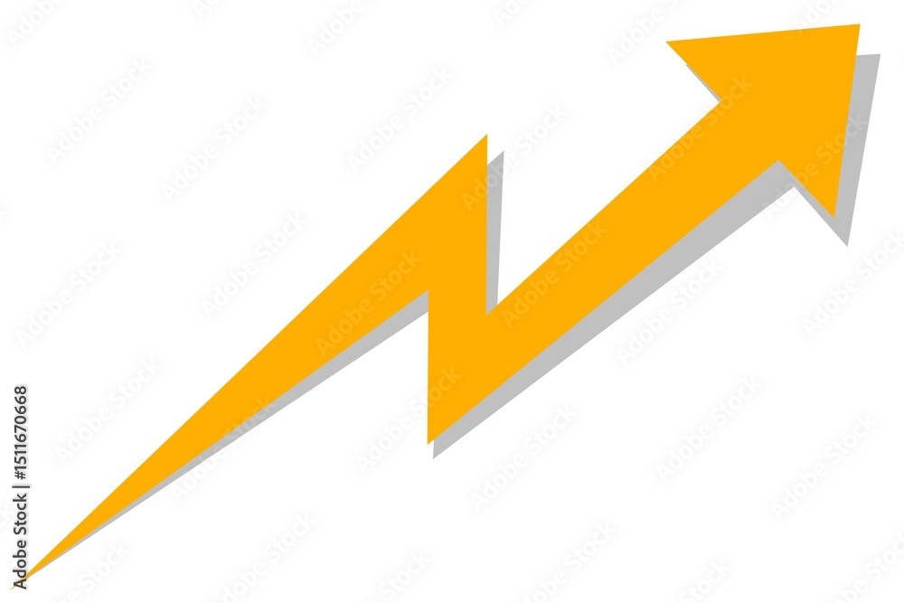 Golden arrow design on transparent background. Business, marketing, finance icon, element, symbol. Arrow icon with graph zigzag Golden arrow design on transparent background. Business, marketing, finance icon, element, symbol. Arrow icon with graph zigzag