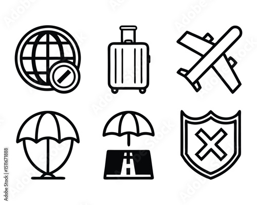 travel insurance icon set