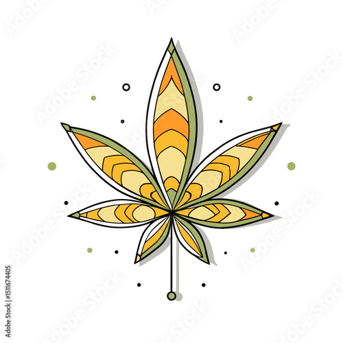 Golden Cannabis Leaf Icon for Legal Dispensary Websites, Medical Marijuana Apps, CBD Product Marketing, Hemp Industry Materials and Cannabis Education Platforms