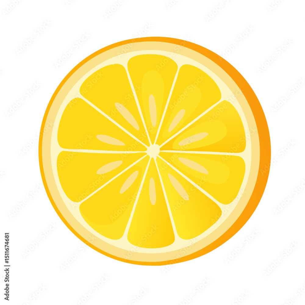 Vector illustration of a sliced lemon with juicy texture and bright color on white background Vector illustration of a sliced lemon with juicy texture and bright color on white background