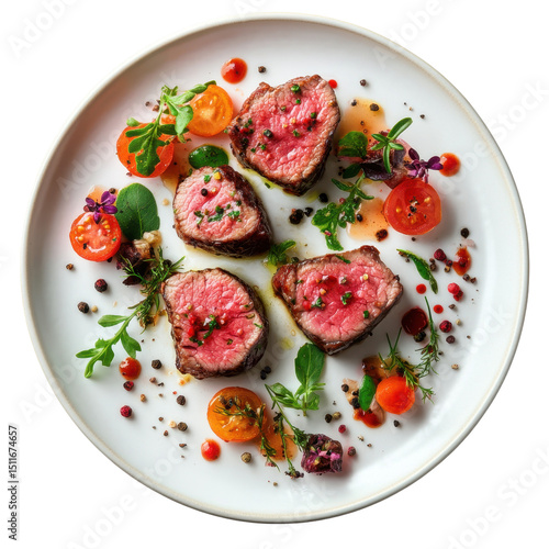 Gourmet beef dish isolated on transparent background