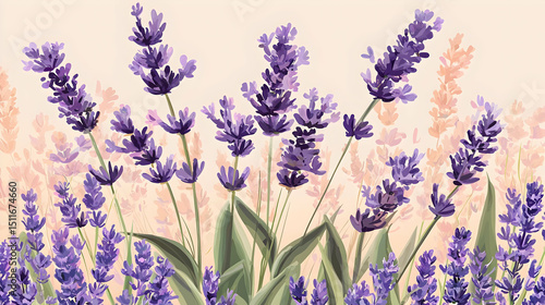 Lavender Field Illustration With Pastel Colors