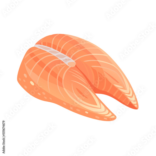 Vector illustration of a fresh fish fillet with bright texture on white background