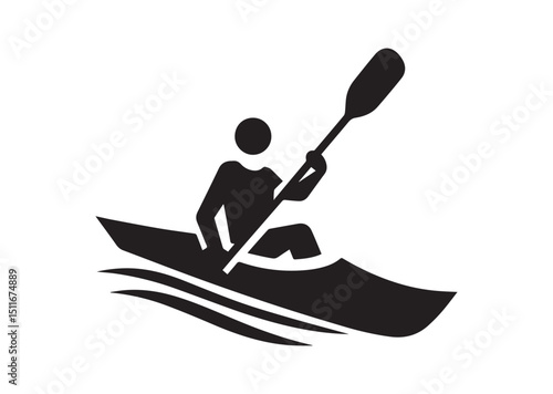 A man kayaking Silhouette Vector