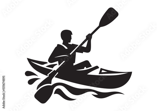 A man kayaking Silhouette Vector