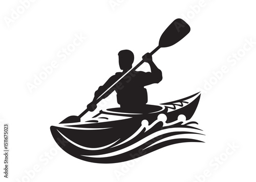 A man kayaking Silhouette Vector