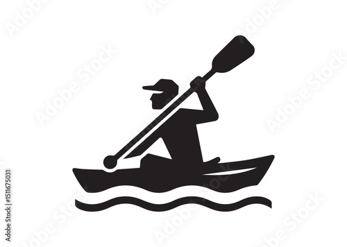 A man kayaking Silhouette Vector