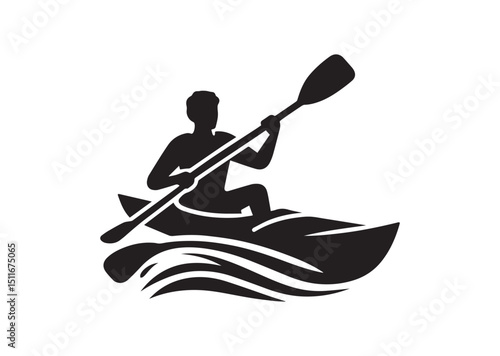 A man kayaking Silhouette Vector