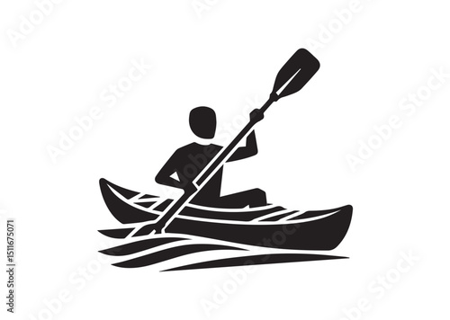 A man kayaking Silhouette Vector