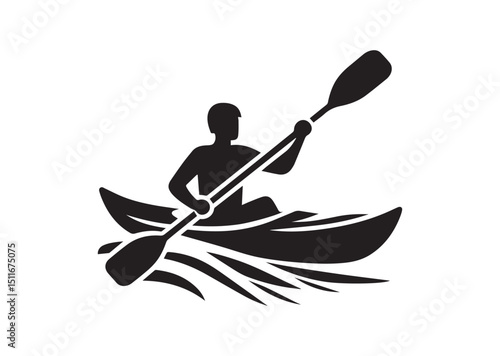 A man kayaking Silhouette Vector