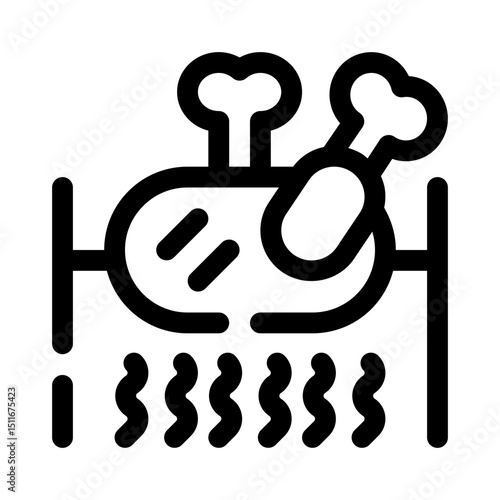 BBQ chicken line icon
