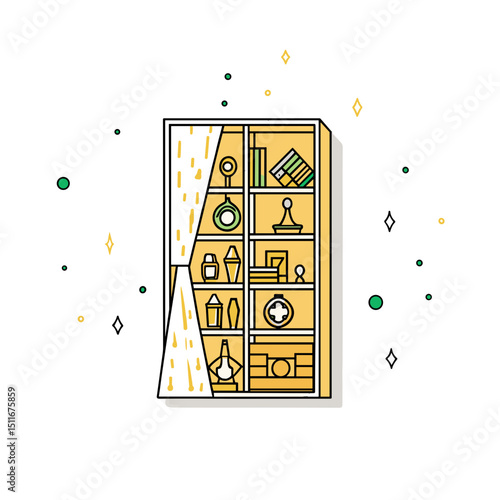Golden Magic Shop Icon for Fantasy Game Websites, Mystical Merchandise Stores, Occult Blog Graphics, Wizardry Theme Apps and Magical Entertainment Content