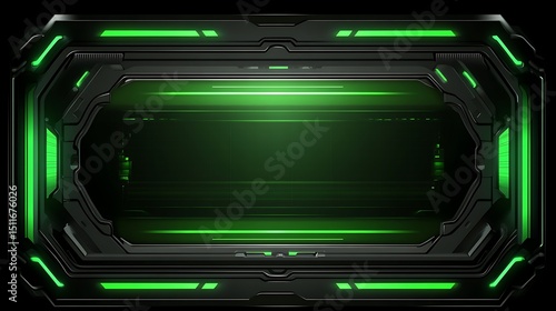 Futuristic, glowing, dark green panel
