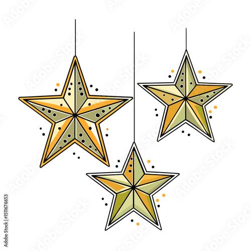 Golden Stars Icon for Rating Systems, Award Websites, Achievement Apps, Recognition Graphics, Celebration Materials and Success Reward Marketing Content