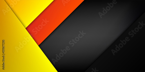Abstract geometric yellow and red shape overlap on the dark background. Basic RGB